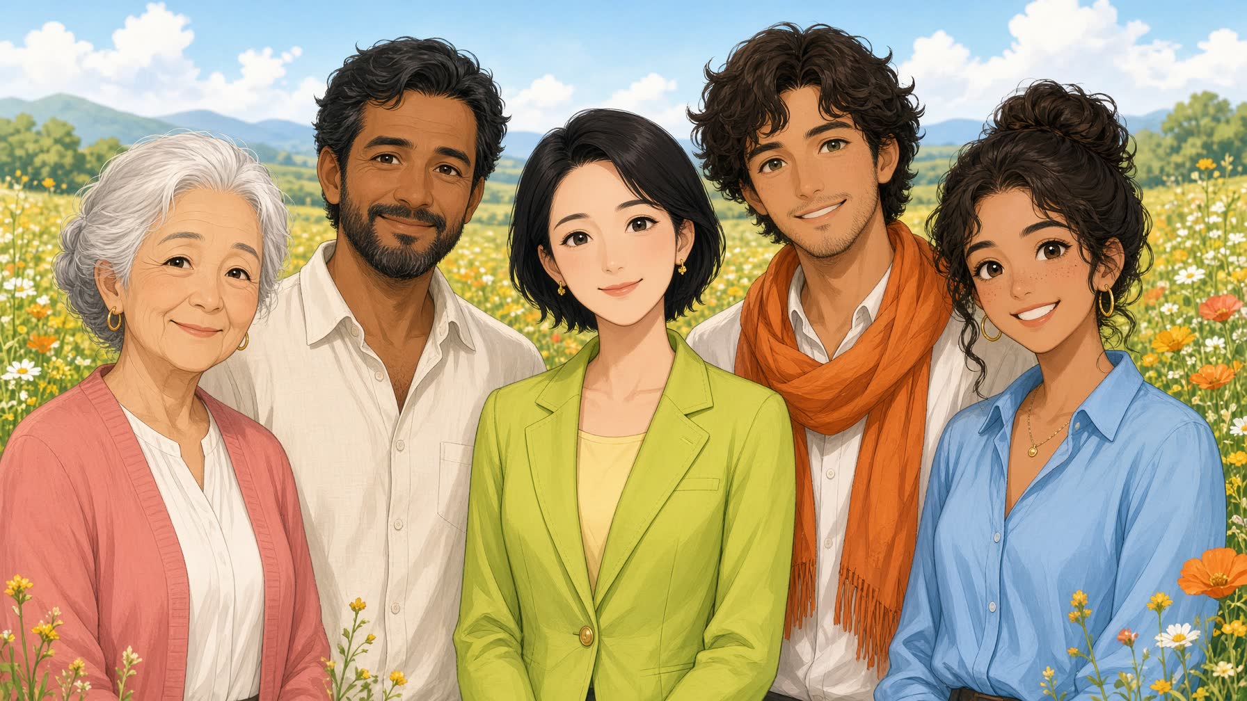 老若男女の五人の案内役
